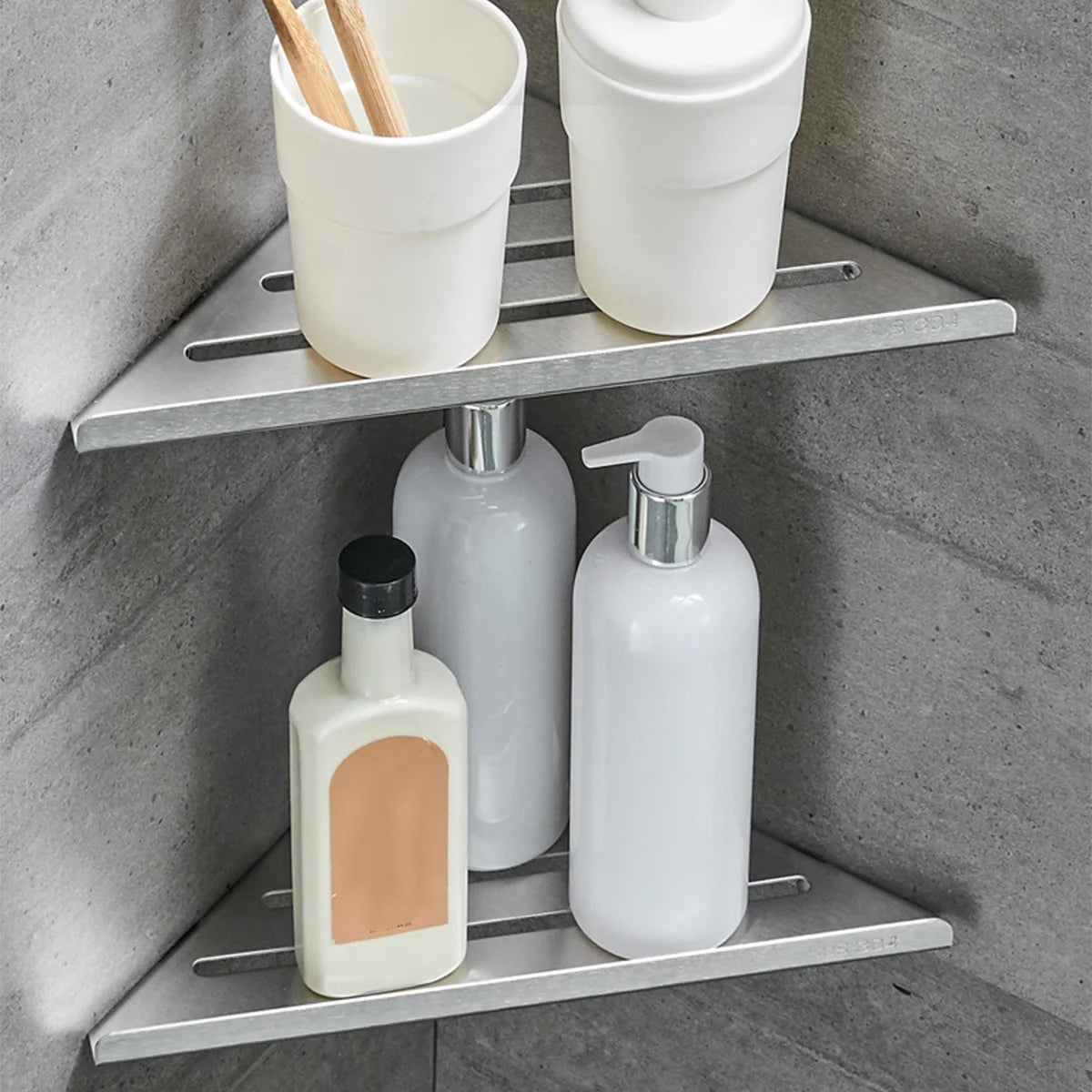 Bathroom Shelf Corner Shower Shelf No Drilling 304 Stainless Steel Corner Organizer Storage Heavy-Duty Hollow Shampoo Rack    Home Decor Supply | Online Retail | ShoreShopper.com