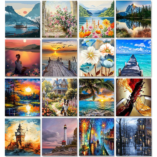 Paint By Numbers Pictures For Adults On Canvas With Framed Landscpae Digital Coloring Drawing Oil Paintings By Number Home Decor    Home Decor Supply | Online Retail | ShoreShopper.com