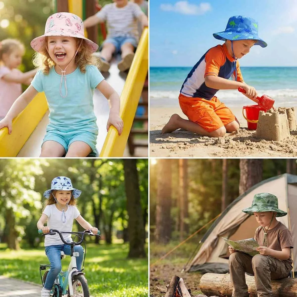 Baby beach hat - quick-drying, adjustable, wide brim, fisherman hat, sun hat, breathable and quick-drying