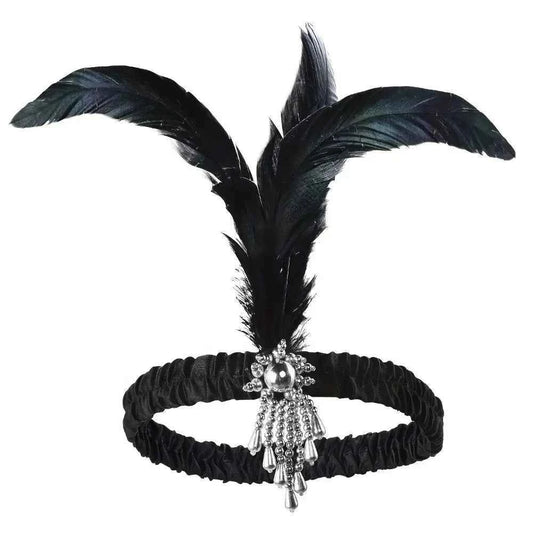 Hair Accessories Feather Headwear Tassel Makeup Party Cosplay Dress Headwear Black Diamond Masquerade Hair Band