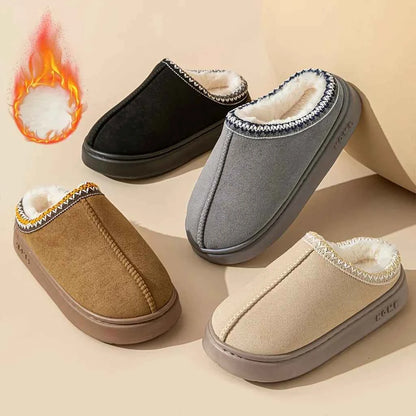 CloudComfort Plush Fleece Lined Slippers - Soft Sole Warm Indoor & Outdoor House Shoes for Men & Women