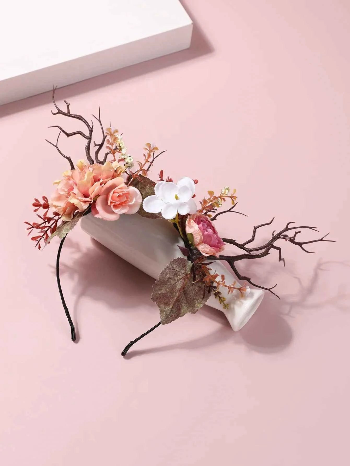 Deer Horn Hair Hoop Children's Fairy Headwear Female Branch Flower Headwear Accessories