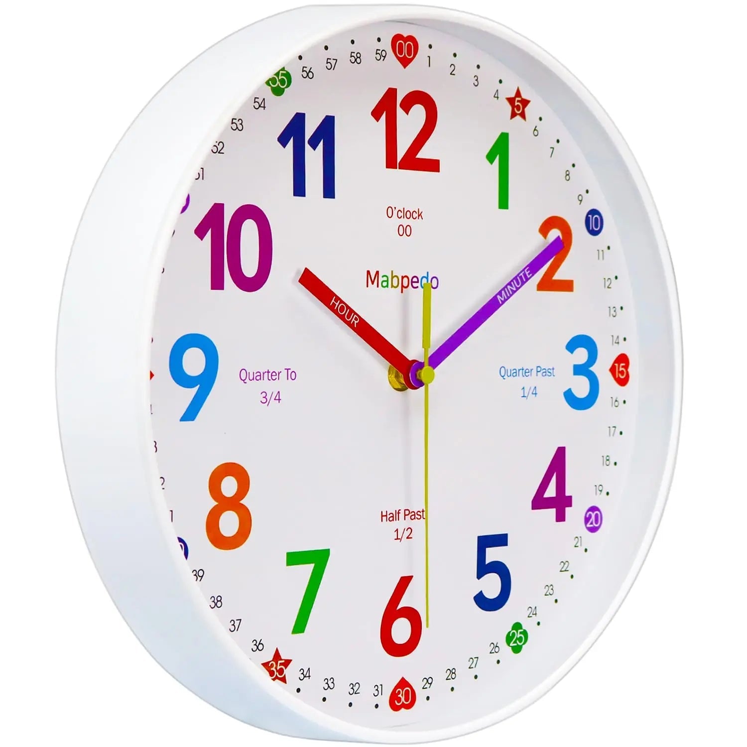 Early Education Wall Clock Colorful Number Kids Learning Time for School Classroom Bedrooms Silent Analog Clock 8/10/12 Inch    Home Decor Supply | Online Retail | ShoreShopper.com