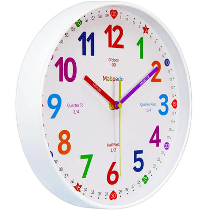 Early Education Wall Clock Colorful Number Kids Learning Time for School Classroom Bedrooms Silent Analog Clock 8/10/12 Inch    Home Decor Supply | Online Retail | ShoreShopper.com