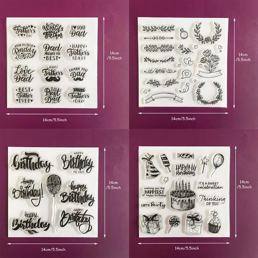 Father's Day & Birthday Clear Stamps Set Sentiment & Party Element Stamps for Card Making, Scrapbooking Wedding & Celebration DI    Your Coastal Marketplace | Shoreshopper.com