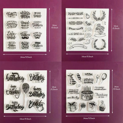 Father's Day & Birthday Clear Stamps Set Sentiment & Party Element Stamps for Card Making, Scrapbooking Wedding & Celebration DI    Your Coastal Marketplace | Shoreshopper.com