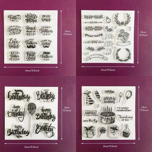 Father's Day & Birthday Clear Stamps Set Sentiment & Party Element Stamps for Card Making, Scrapbooking Wedding & Celebration DI