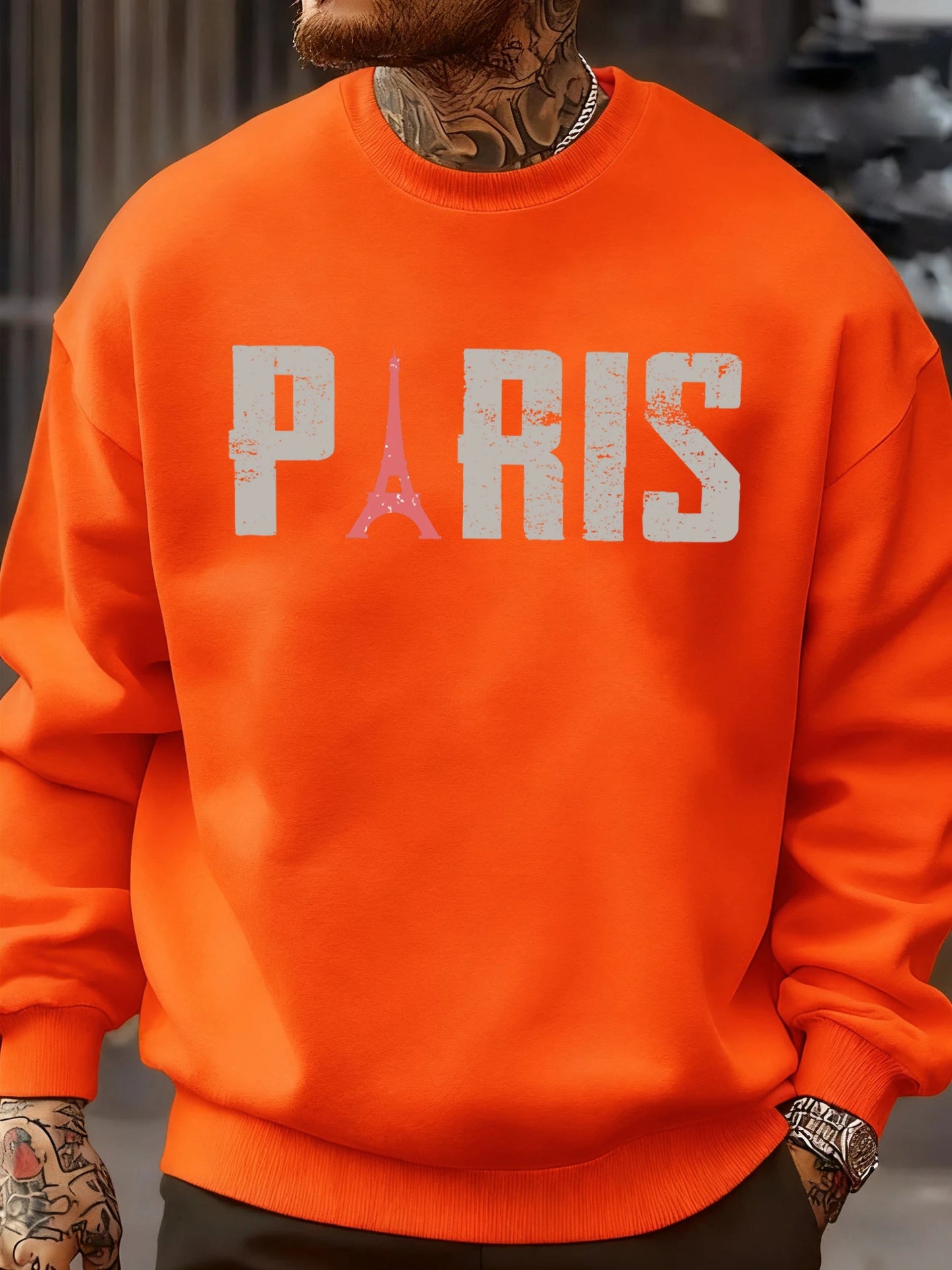 Famous Paris Tower Pattern Sweatshirt Men O-Neck Clothes Autumn Fleece Retro Pullover Loose Unisex Colour Fashion Streetwear    Home Decor Supply | Online Retail | ShoreShopper.com