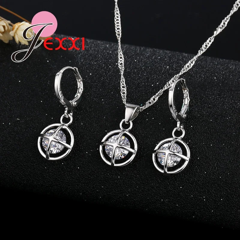 New Fashion Jewelry Set Chain Pendant Necklace & Earrings Genuine 925 Sterling Silver Jewelry Set Hot Sales    Home Decor Supply | Online Retail | ShoreShopper.com