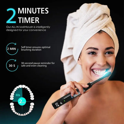 Sonic Rechargeable LED Whitening Toothbrush Blue amp RED LED Light Technology 4 Advanced Deep Cleaning Modes with a Timer Adult - ShoreCo.Shop