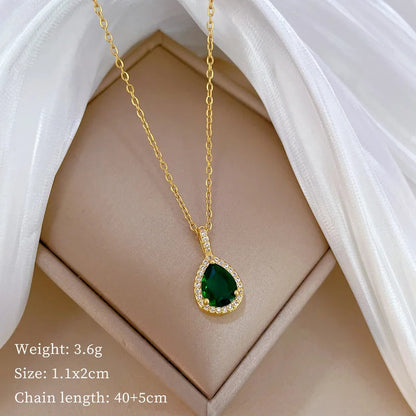 2pcs/set Jewelry Sets Women Elegant Waterdrop Green Rhinestone Pendant Necklace stud Earrings Wedding Dress Bridal Jewelry Set    Home Decor Supply | Online Retail | ShoreShopper.com