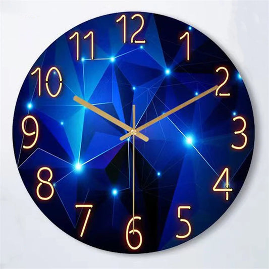 Geometric Elements Dark Blue Tempered Glass Wall Clock 12"    Home Decor Supply | Online Retail | ShoreShopper.com