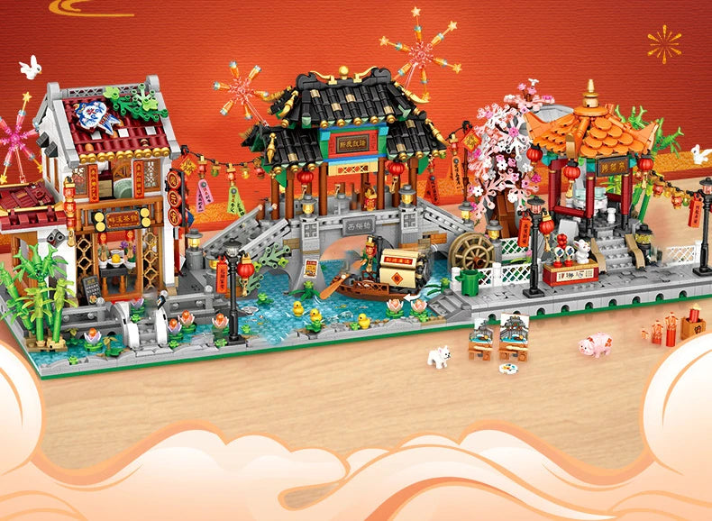 LOZ 1923 Street View Lantern Festival Pavilion Building Block Set - ShoreCo.Shop