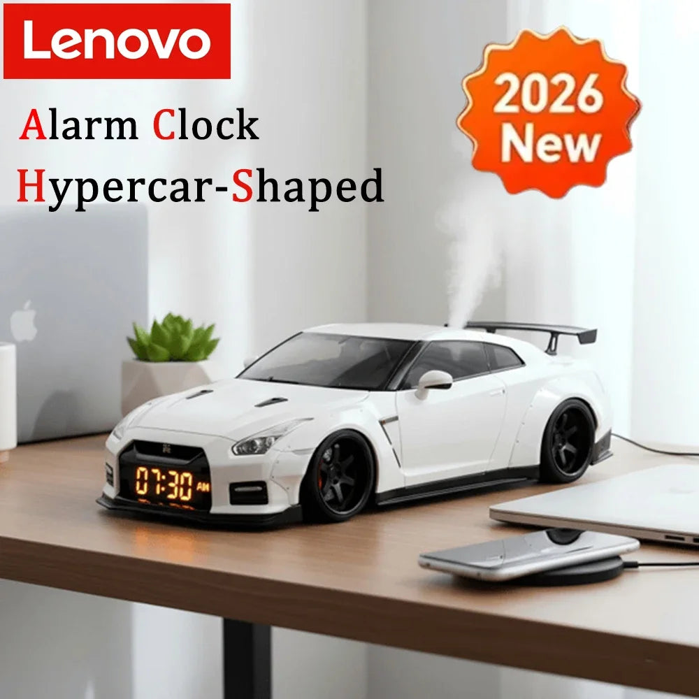 Lenovo New Hypercar-shaped Novelty Alarm Clock Realistic Engine Light Effects Portable Creative Desk Decor For Perfect Gift - ShoreCo.Shop