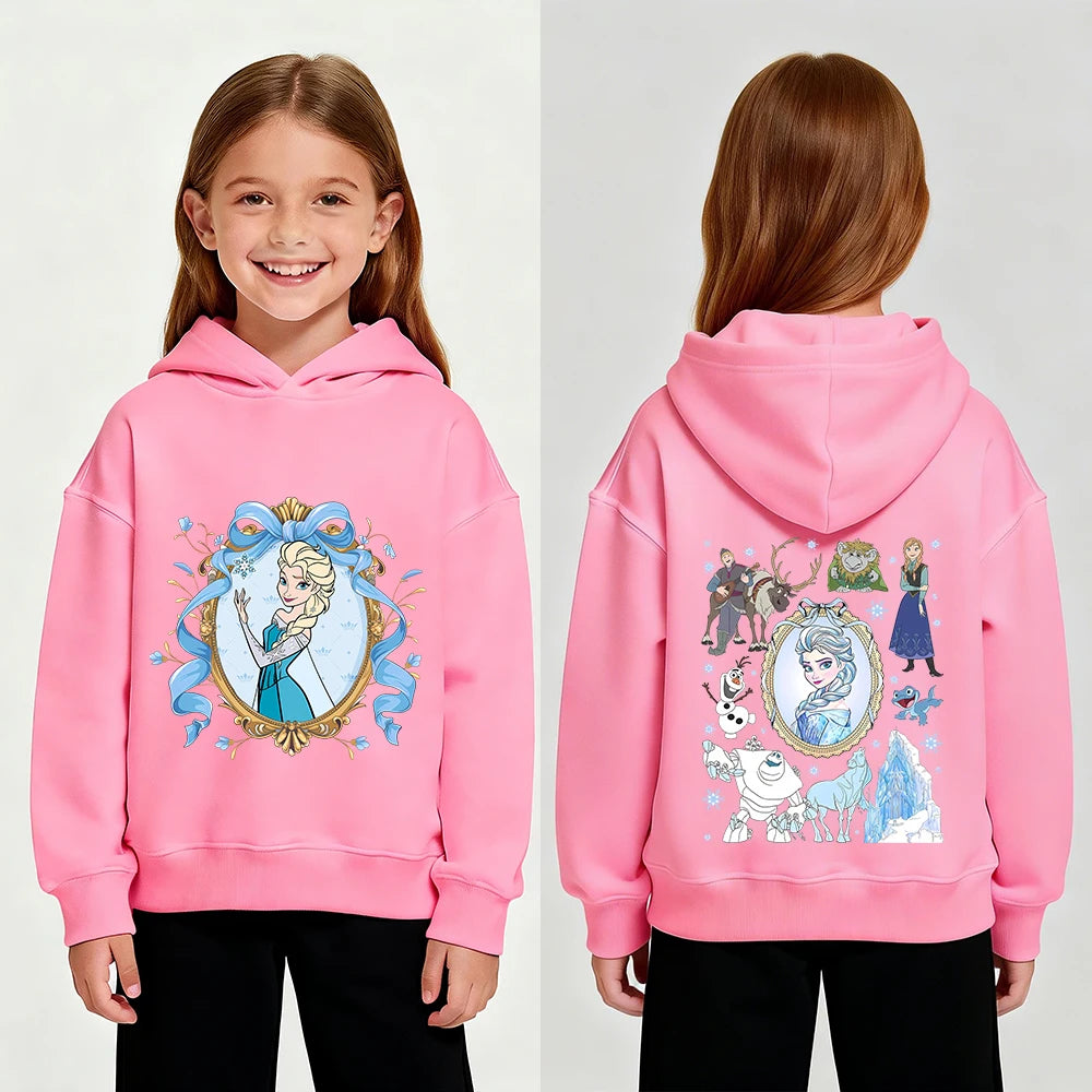 Disney Princess Elsa Cartoon Print Autumn/Winter Children's Fashion Casual Warm Hoodie Coat - ShoreCo.Shop