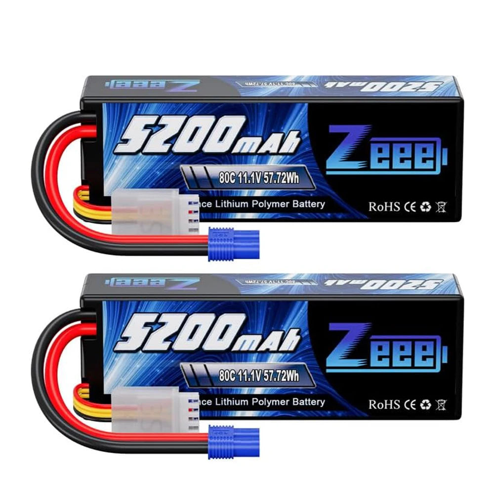 Zeee 3S LiPo RC Battery 11.1V 5200mAh 80C Hardcase w/ Plugs - ShoreCo.Shop