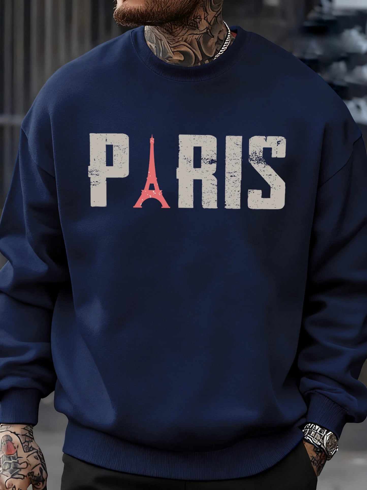 Famous Paris Tower Pattern Sweatshirt Men O-Neck Clothes Autumn Fleece Retro Pullover Loose Unisex Colour Fashion Streetwear    Home Decor Supply | Online Retail | ShoreShopper.com
