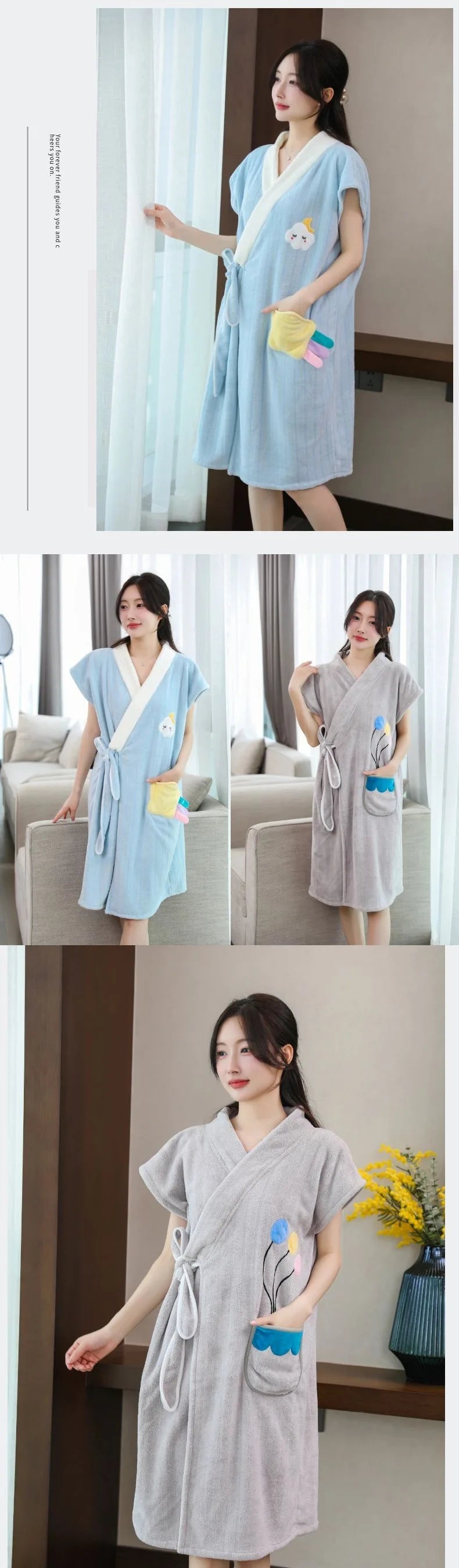 Wearable Bath Towel Bathrobe Women's Homewear Absorbent Quick-drying Comfortable Casual Soft Breathable Loose Nightgown Ladies    Your Coastal Marketplace | Shoreshopper.com