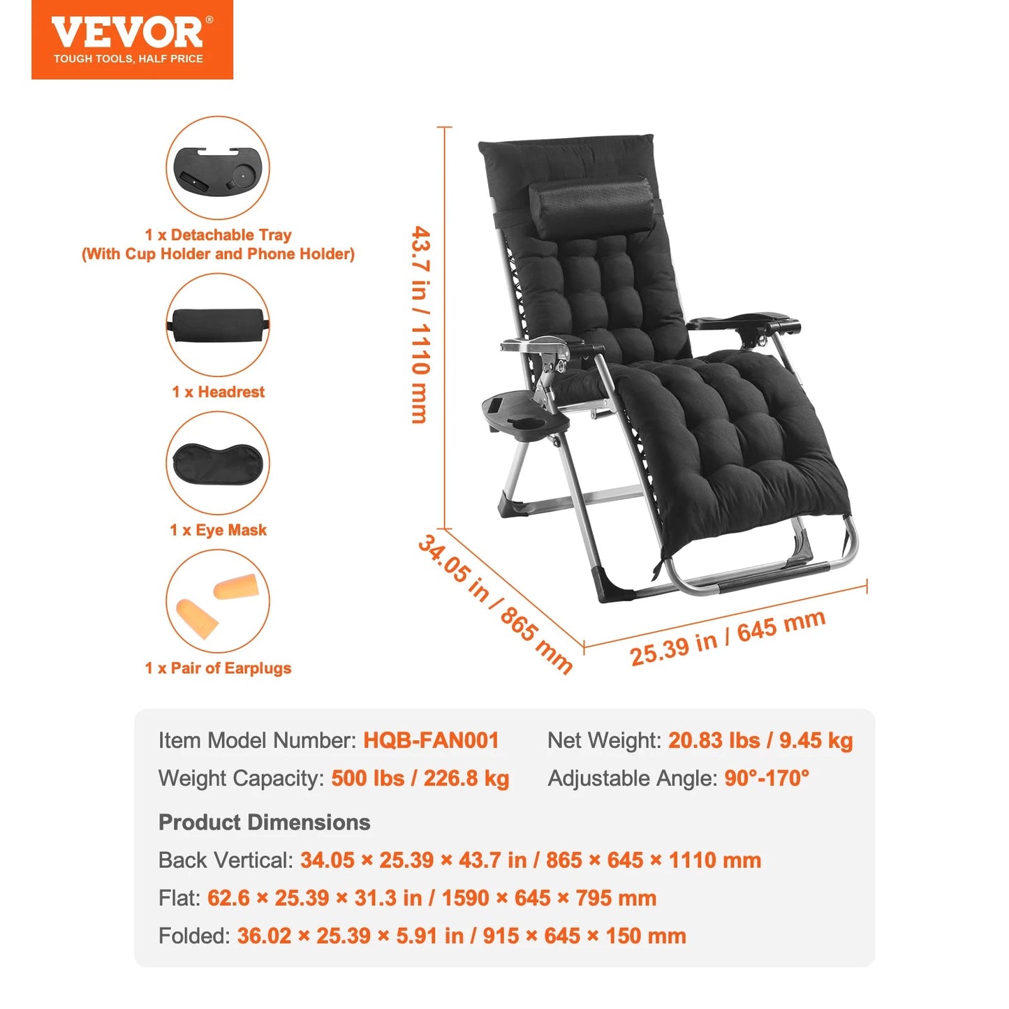 SucceBuy Zero Gravity Chair Zero Gravity Recliner Lounge Chair Adjustable Anti Gravity Chair with Cushion Footrest and Cupholder    Home Decor Supply | Online Retail | ShoreShopper.com