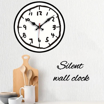 Creative Hand Drawing Wooden Silent Hanging Wall Clock, For Living Room, Office, Study Room, Bedroom, Home Decoration    Home Decor Supply | Online Retail | ShoreShopper.com