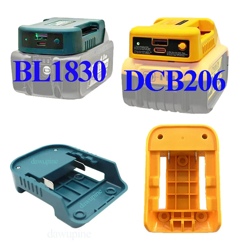 Li-ion Battery Parts Adapter For DEWALT 20V DCB200 For Makita 18V BL1830 Lithium Batteries Case Type C USB Power Bank Charger    Home Decor Supply | Online Retail | ShoreShopper.com