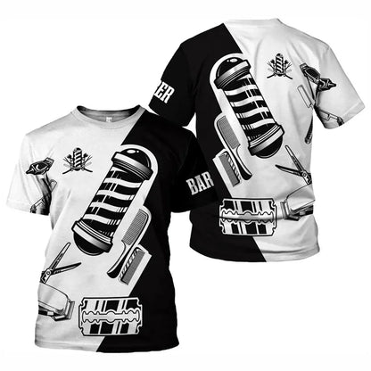 Barber Shop T Shirt For Men Hairdresser Graphic T-shirt 3D Printed Short Sleeves Work Wear Tops Summer Oversized Tee Shirts    Home Decor Supply | Online Retail | ShoreShopper.com
