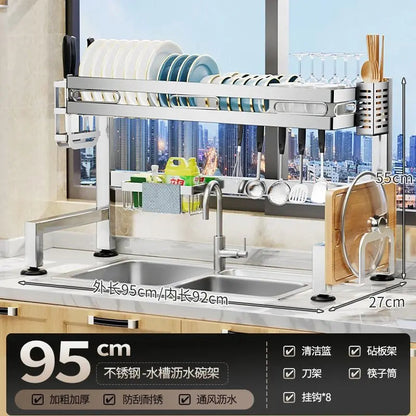 Stainless Steel Sink Shelf Bowl Drain Rack Kitchen Storage Rack Multifunctional Dish Cutlery Knife Spoon Sink Rack Set Organizer    Home Decor Supply | Online Retail | ShoreShopper.com
