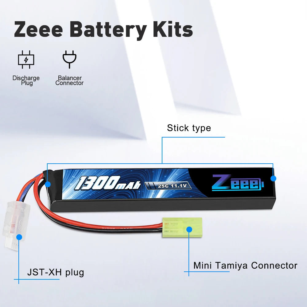 Zeee Airsoft Battery 3S 11.1V 25C 1300mAh Stick Battery with Mini Tamiya Plug for Airsoft Guns Rifle AK47 Lipo Battery Parts    Home Decor Supply | Online Retail | ShoreShopper.com