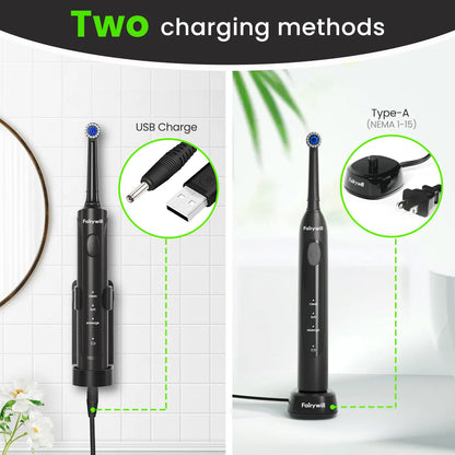Fairywill Electric Toothbrush T2233Powerful Rotation Cleaning 4 Replacement Heads Rechargeable Sonic Toothbrush for Adults - ShoreCo.Shop