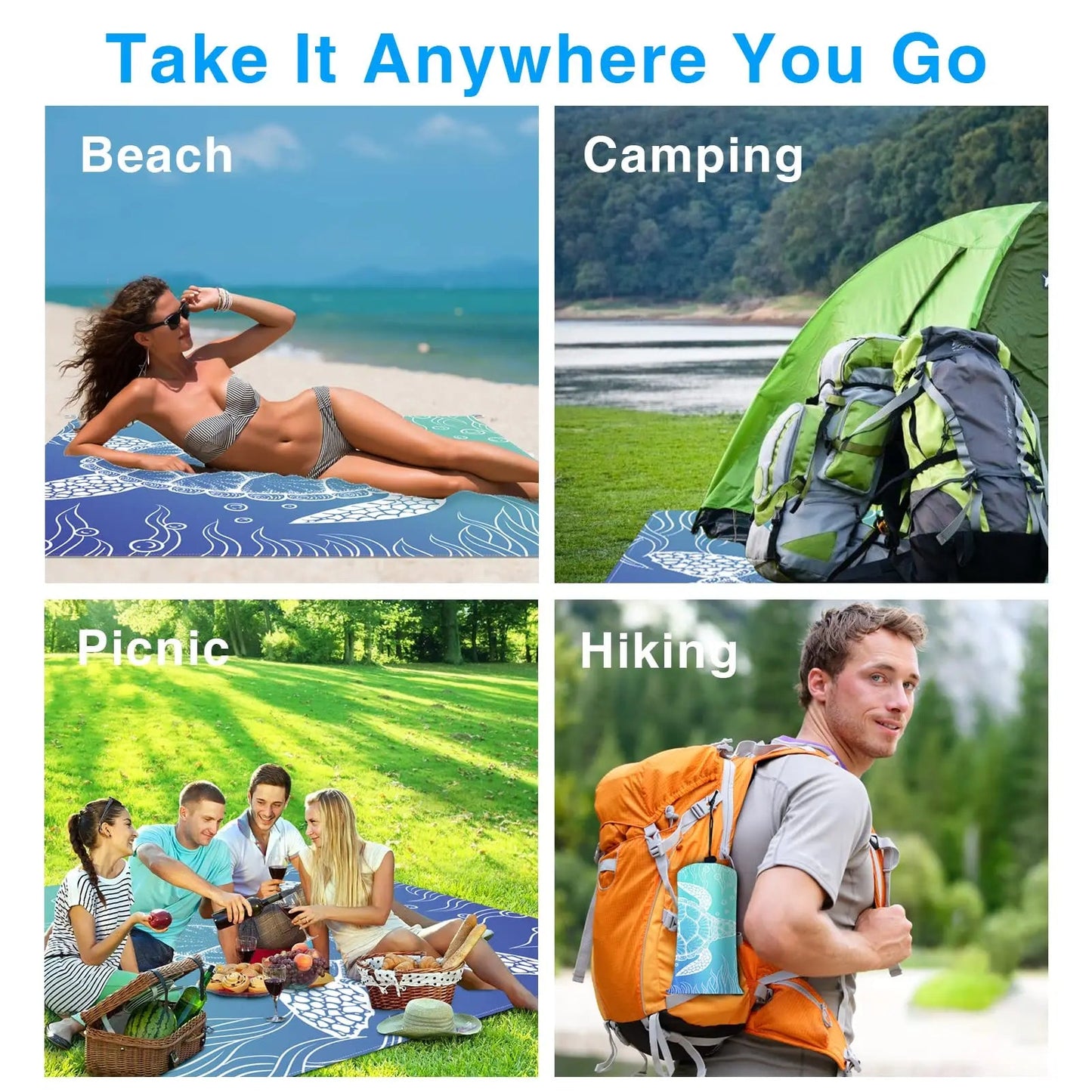 Beach Blanket Super Large 79 x 83 Inch Sandproof Waterproof Soft Comfortable Material Light Weight Portable for Beach Outdoor    Your Coastal Marketplace | Shoreshopper.com