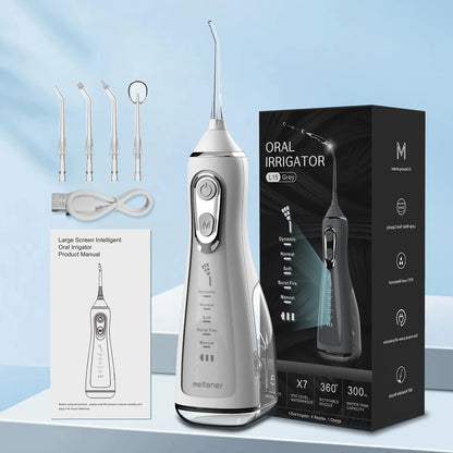 Oral Irrigator 40-140PSI Tooth Scaler 5 Speed Water Flosser Rechargeable Dental Water Jet 300ML IPX6 Waterproof Teeth Cleaner - ShoreCo.Shop