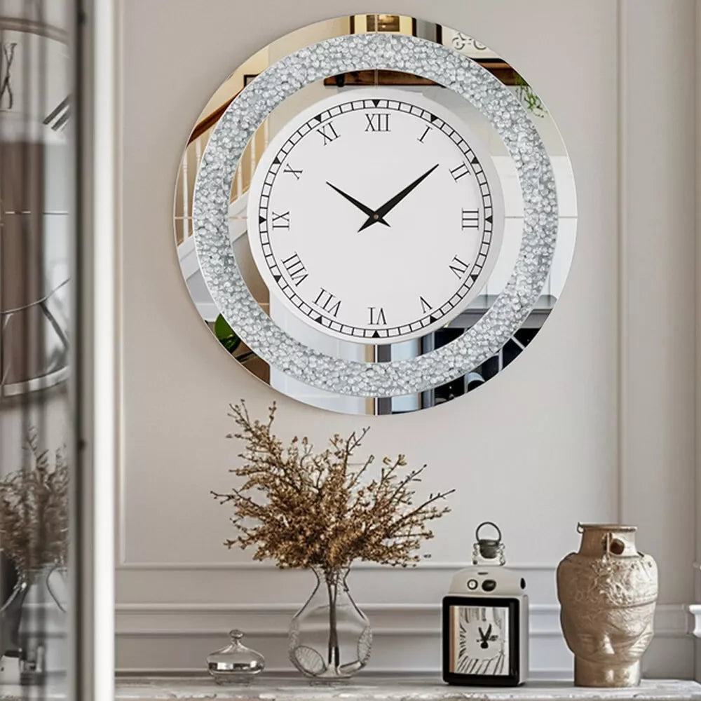 LUVODI 32inch Modern 3D Wall Clock Large Diamond Crystal Living Room Kitchen Bedroom Hall Clock with Roman Numerals    Home Decor Supply | Online Retail | ShoreShopper.com
