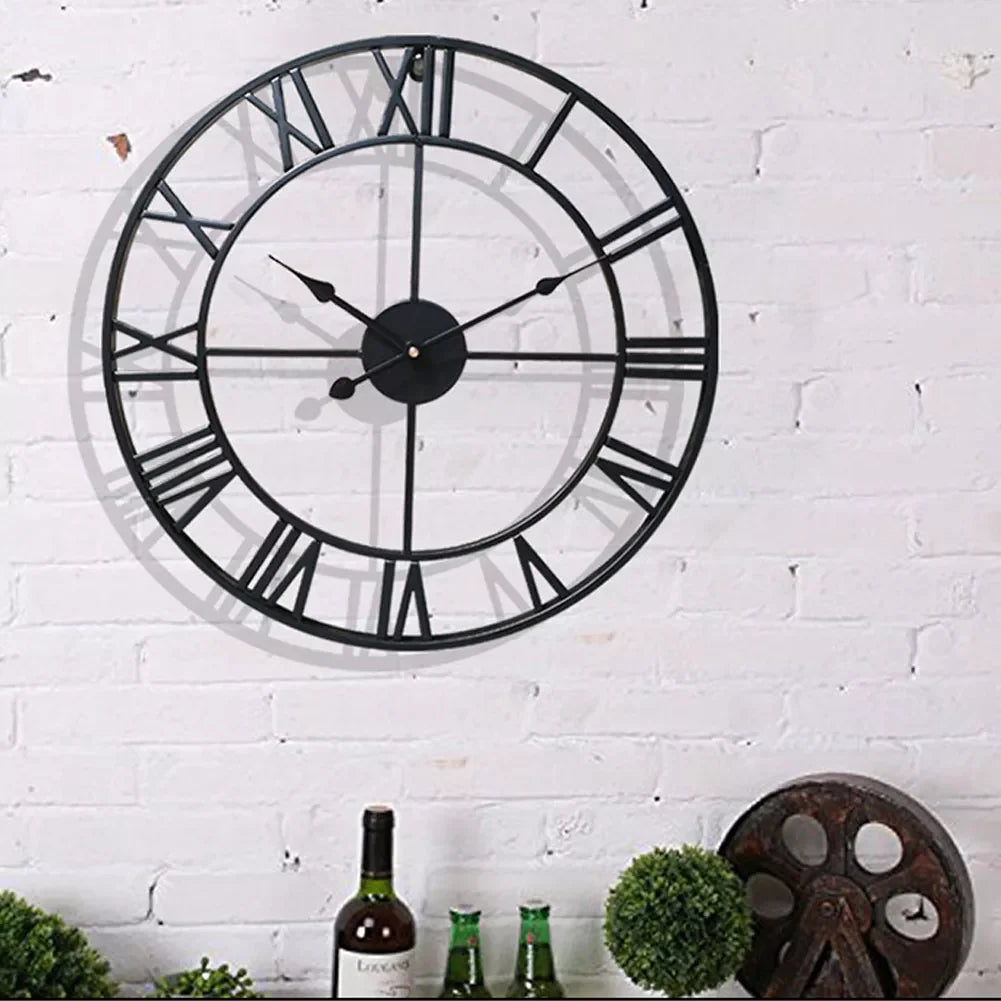 60CM Large 3D Wall Clocks Roman Numerals Retro Round Metal Iron Accurate Silent Nordic Hanging Ornament Living Room Decoration    Home Decor Supply | Online Retail | ShoreShopper.com
