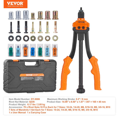 SucceBuy 14" 16" Rivet Nut Tool Rivnut Tool Kit with Metric and SAE Mandrels 70PCS/186PCS Rivet Nuts With Rugged Carrying Case    Home Decor Supply | Online Retail | ShoreShopper.com