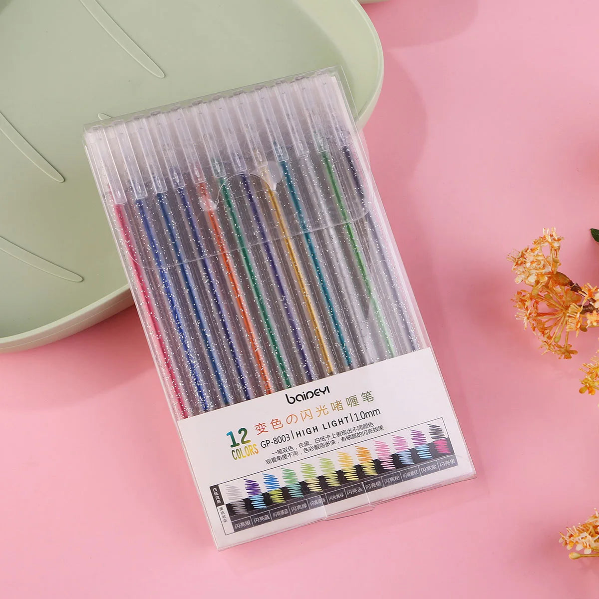 8/12/18 Color Glitter Gel Pen 1.0mm Metal Glitter Color Ballpoint Pen Paper Cardstock Diary Drawing Marking Coloring DIY Art    Home Decor Supply | Online Retail | ShoreShopper.com