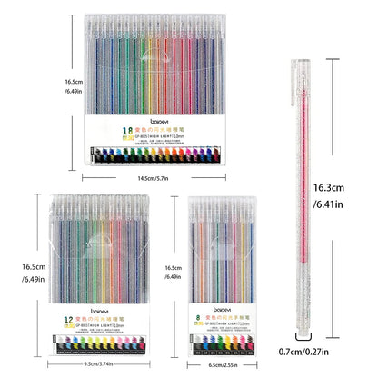 8/12/18 Color Glitter Gel Pen 1.0mm Metal Glitter Color Ballpoint Pen Paper Cardstock Diary Drawing Marking Coloring DIY Art    Home Decor Supply | Online Retail | ShoreShopper.com