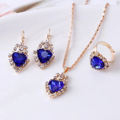 Jewelry Sets Women Wedding Jewelry Set for Brides Gold-Color Zirconia Earring Pendant Necklace Ring Sets    Home Decor Supply | Online Retail | ShoreShopper.com