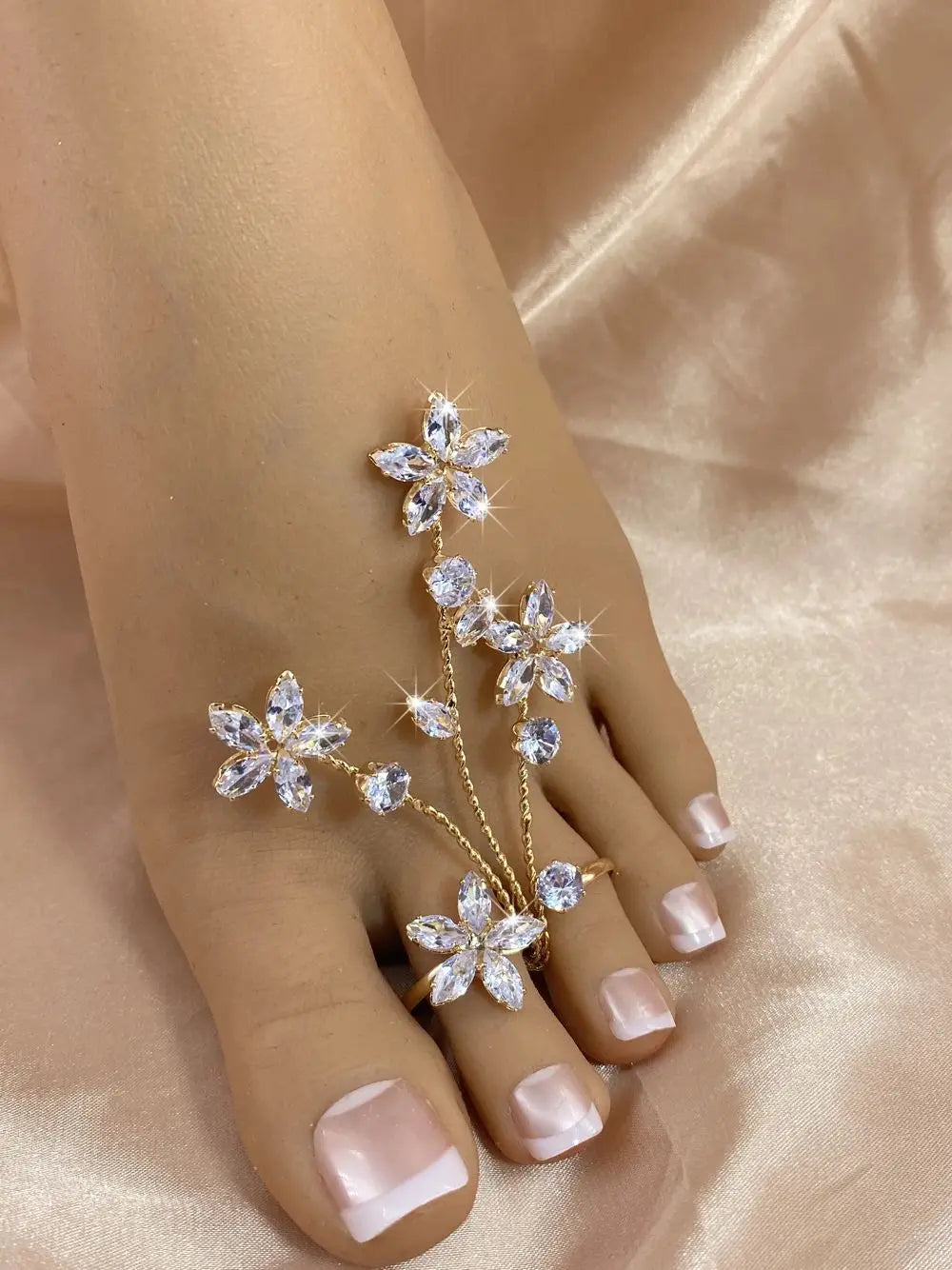 1cp Luxury Zircon Flower Women's Foot Ring Sexy Barefoot Beach Accessories    Your Coastal Marketplace | Shoreshopper.com
