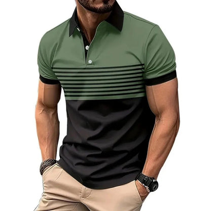 The 2025 summer new men's POLO shirt is a casual and fashionable striped printed street men's wear    Home Decor Supply | Online Retail | ShoreShopper.com
