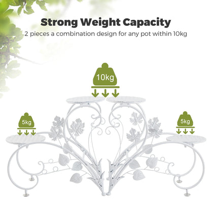 2PCS Rustproof Metal Plant Stand 4 Potted Flower Display Rack Shelf for Garden Balcony Office White and Black    Home Decor Supply | Online Retail | ShoreShopper.com