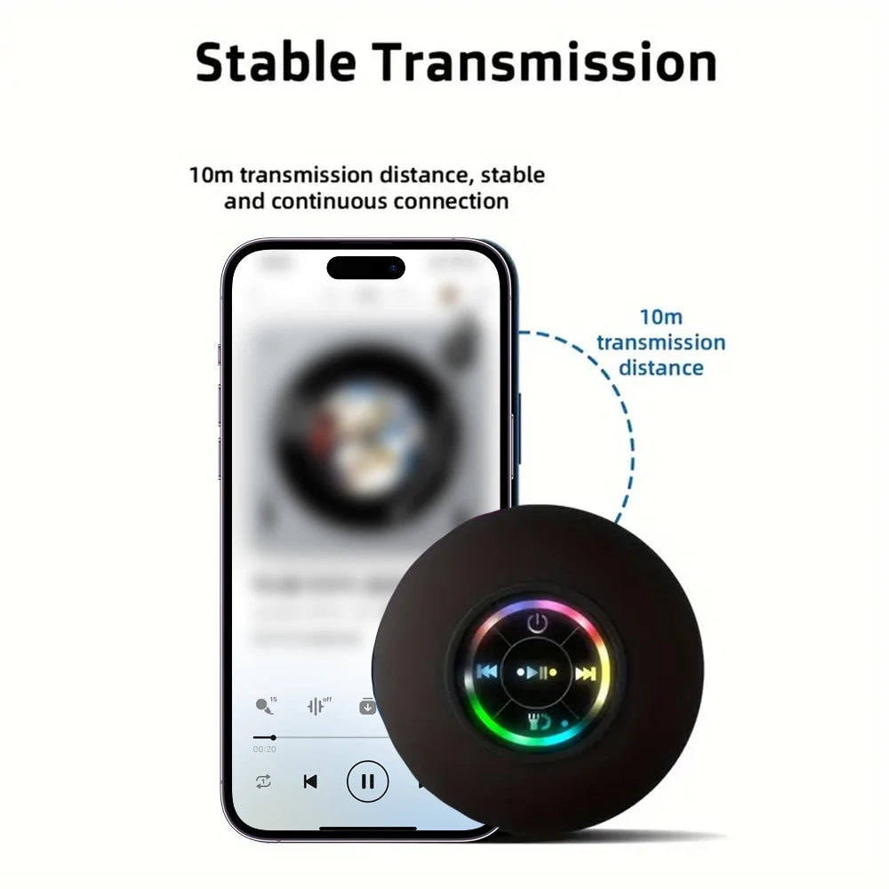 Portable Wireless Bluetooth Speaker LED Light IPX4 Waterproof Loudspeaker Outdoor Bathroom Large Suction Cup Stereo Sound Box - ShoreCo.Shop