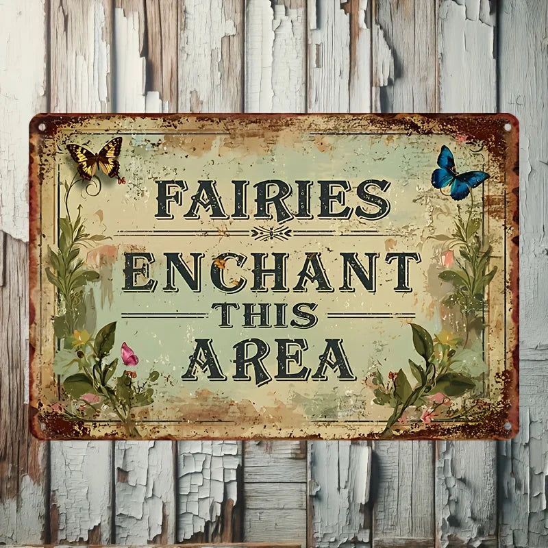 Enchanted Fairy Garden Metal Sign (8"x12") - Whimsical Wall Art with Butterflies & Flowers for Magical Home Decor    Home Decor Supply | Online Retail | ShoreShopper.com