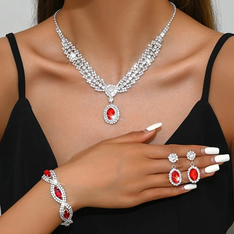 Elegant Bridal Jewelry Set Necklace Earrings with Sparkling Rhinestones Perfect for Weddings Parties    Home Decor Supply | Online Retail | ShoreShopper.com