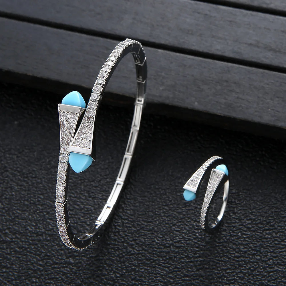 New jerseis Women's Fashion 2 Pcs Bracelet & Ring Set مجموعات المجوهرات Resin Simple Design Gold Open Cuff Bangle Jewelry Set    Home Decor Supply | Online Retail | ShoreShopper.com