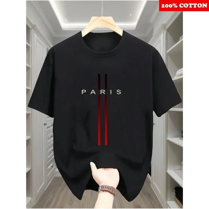 Fashion Paris Print T-shirt Men's Summer New 2025 New 100% Cotton Neck Short Short Sleeve Tee Gym Casual comfort Sports Top Men    Home Decor Supply | Online Retail | ShoreShopper.com