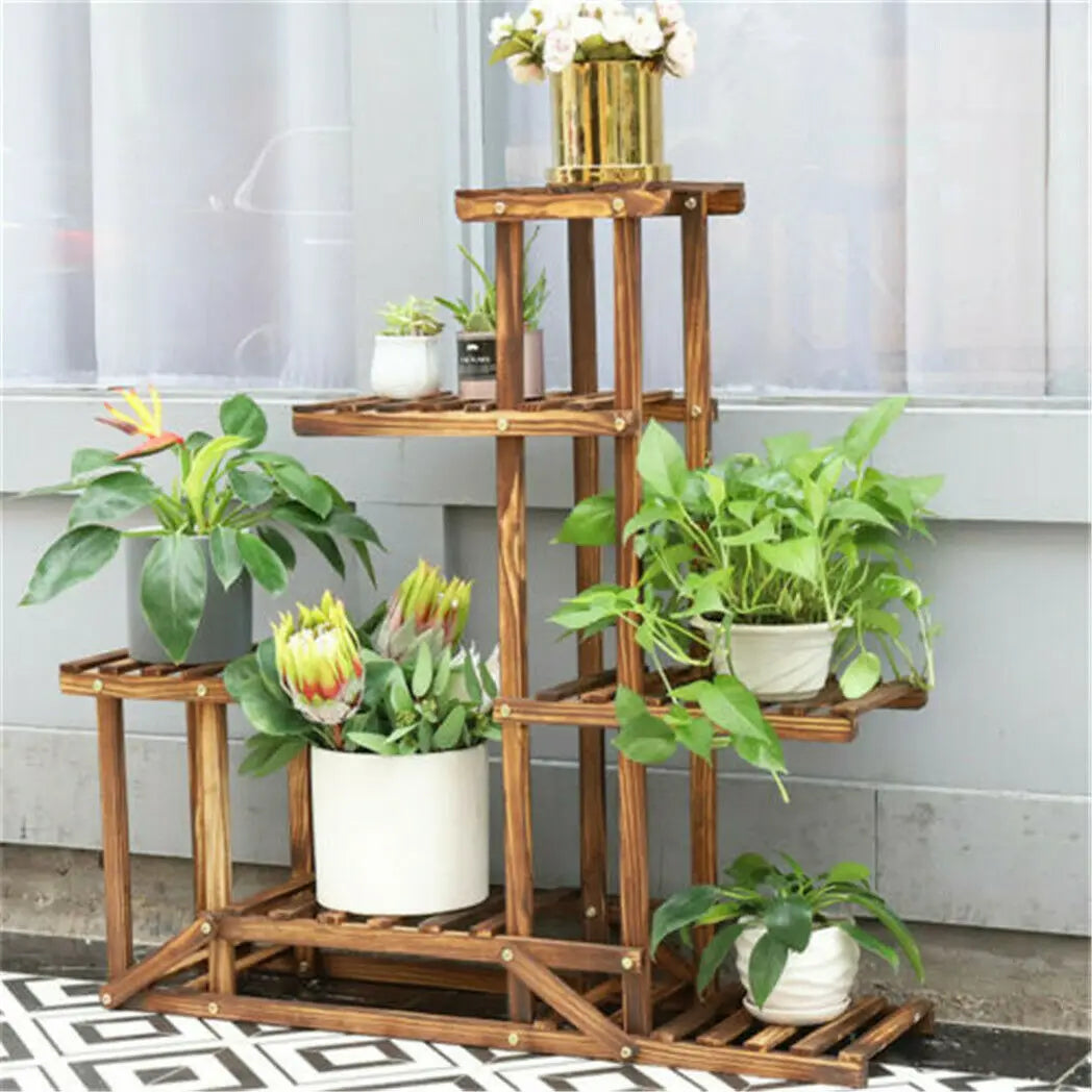6 Tiered Wood Plant Flower Stand Shelf Planter Pots Shelves Rack Holder Display for Multiple Plants Indoor Outdoor Garden Patio    Home Decor Supply | Online Retail | ShoreShopper.com