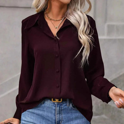 Women Shirt Blouse New Long Sleeve Turn Down Collar Solid Casual Shirt Blouse Women Tops Blouses Shirts Blusas Para Mujer