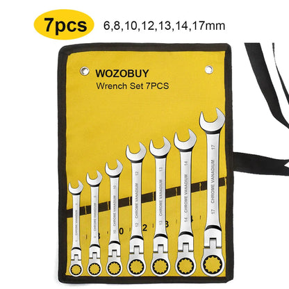 Ratcheting Combination Wrench Set, 6-22mm Metric Flex Head Ratcheting Wrench, Chrome Vanadium Steel Spanner with Bag    Home Decor Supply | Online Retail | ShoreShopper.com