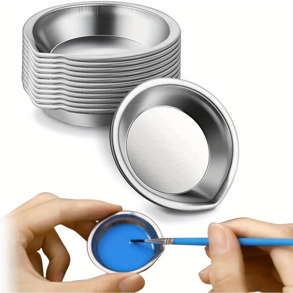 5/10/20pcs Durable Stainless Steel Paint Palette Set,Round Mixing Trays for Artists - Metal Art Supplies for Home and School Use    Home Decor Supply | Online Retail | ShoreShopper.com