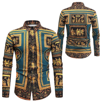 Baroque Floral Royal Shirts Men Luxury Print Designer Tops Paisley Pattern Flowers Fashion Western Long Sleeve Shirt Camisas    Home Decor Supply | Online Retail | ShoreShopper.com